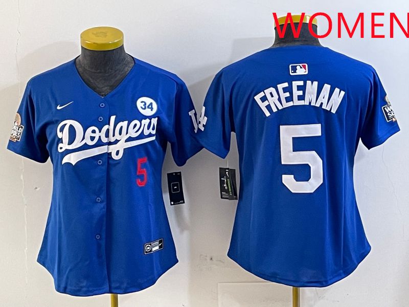 Women Los Angeles Dodgers #5 Freeman Blue Game 2025 Nike MLB Jersey style 1->women mlb jersey->Women Jersey